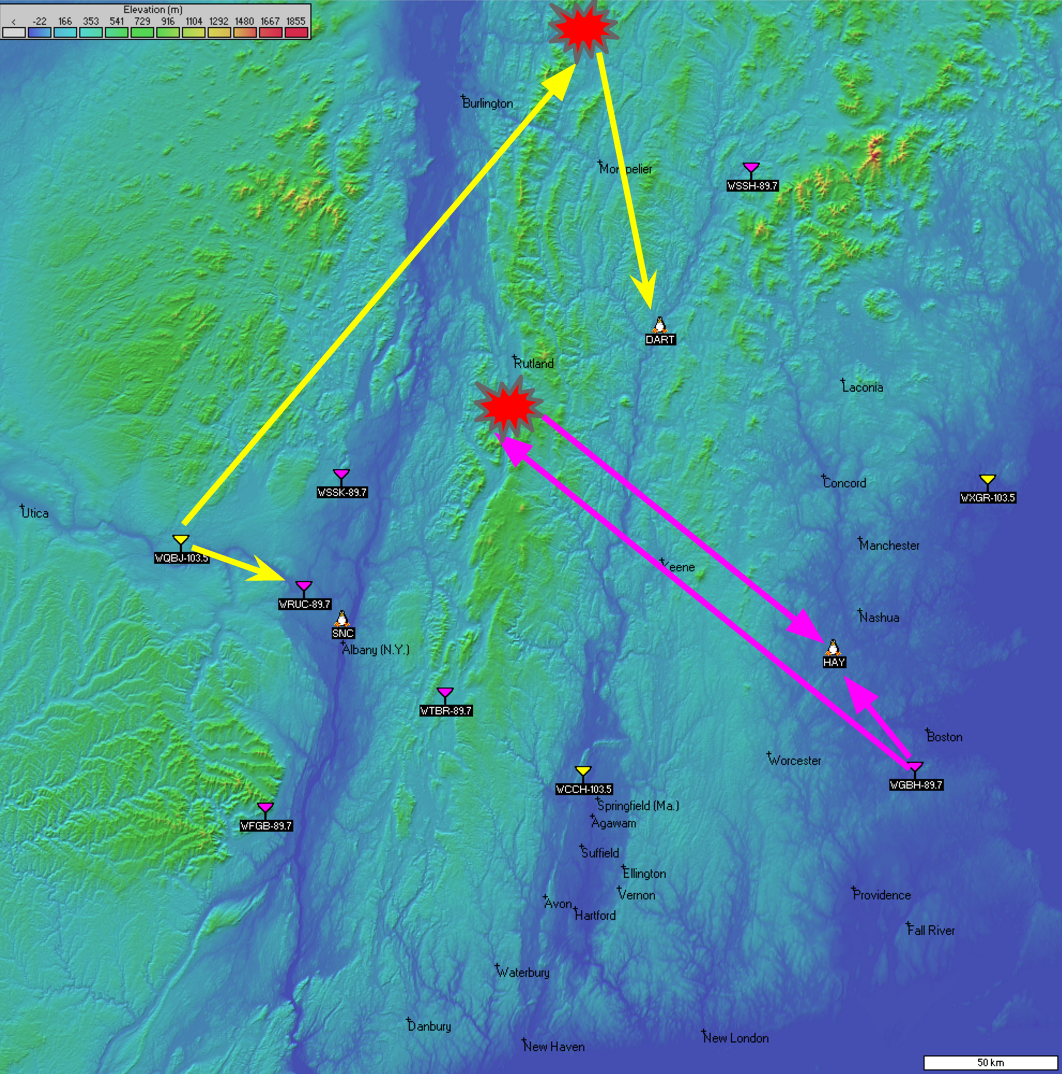 Passive FM radar site map New England.