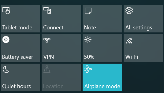Windows in Airplane Mode prevents battery charging