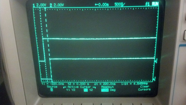 green oscilloscope screen traces