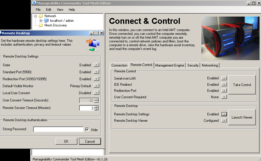 Intel AMT configuration screen